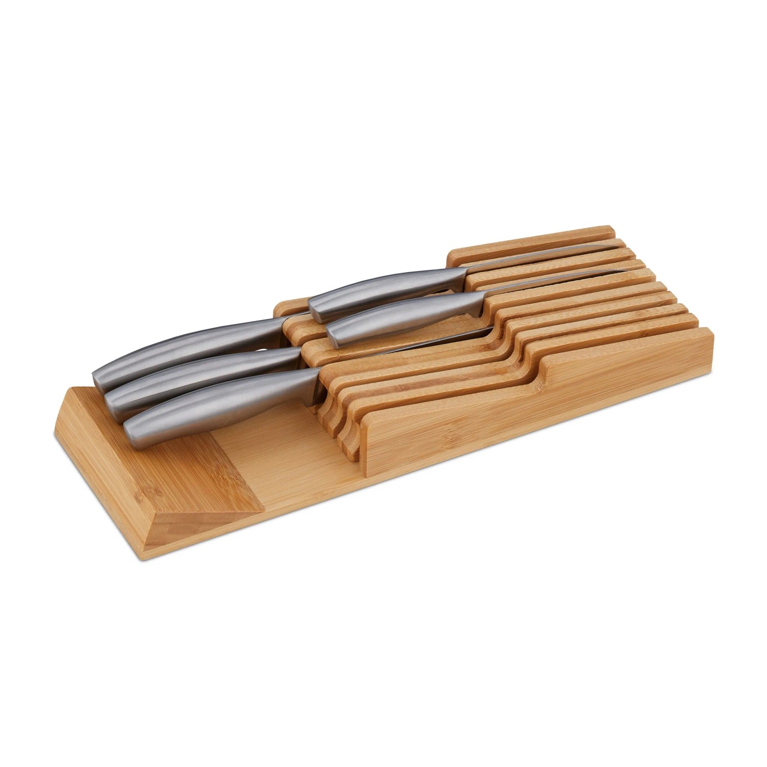 Relaxdays Messerhalter Bambus Natur Magnetisch für 9 Messer 5,5 cm x 13 cm x 40 cm 1 kg