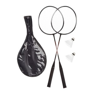 Badmintonset mit 2 Schlägern, 2 Federbällen und Tragetasche.