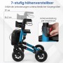Blauer Costway Rollator, 7-fach höhenverstellbar (81,5-97 cm), mit Luftbereifung und Knopfdruck-Verstellung.