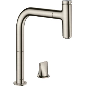 Hansgrohe Einhebel-Küchenmischer M7119-H200 mit Ausziehauslauf, Edelstahl Finish.