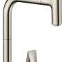 Hansgrohe Einhebel-Küchenmischer M7119-H200 mit Ausziehauslauf, Edelstahl Finish.