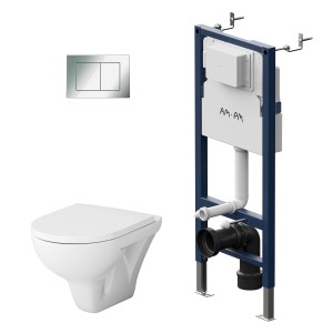 AM.PM WC-Set: Wand-WC mit Vorwandelement, Spülkasten und Drückerplatte. Komplettset für moderne Badezimmer.