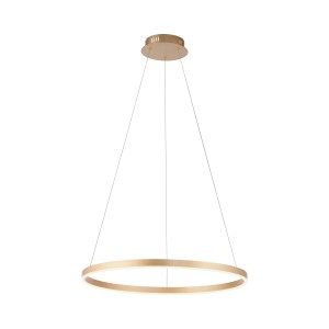 Moderne, runde Pendelleuchte Ritus in Messing Matt, Ø 60 cm. Elegante Hängelampe für Wohnraum.