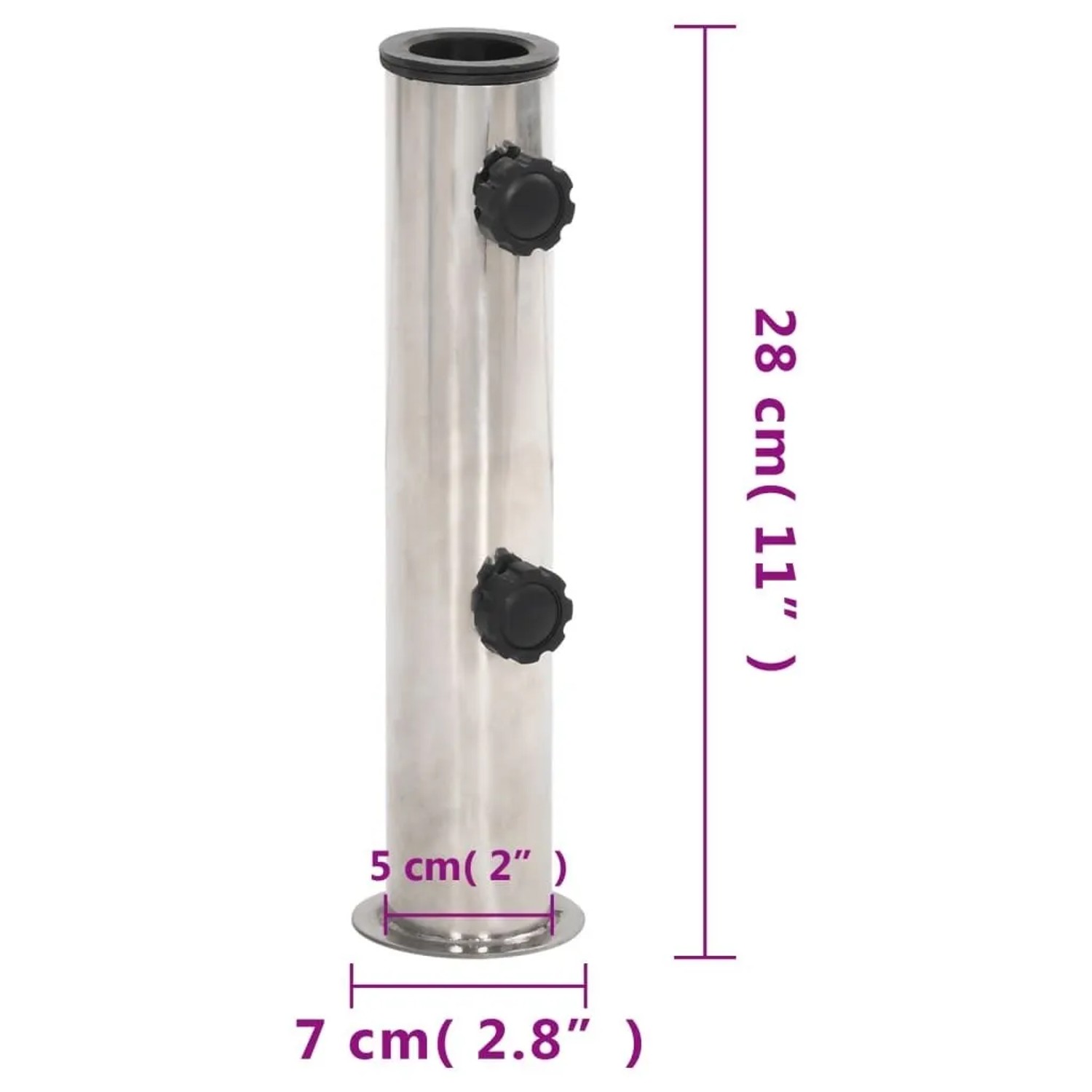 vidaXL Sonnenschirmständer für Ø38/48 mm Mast Silbern Edelstahl 4003375_5