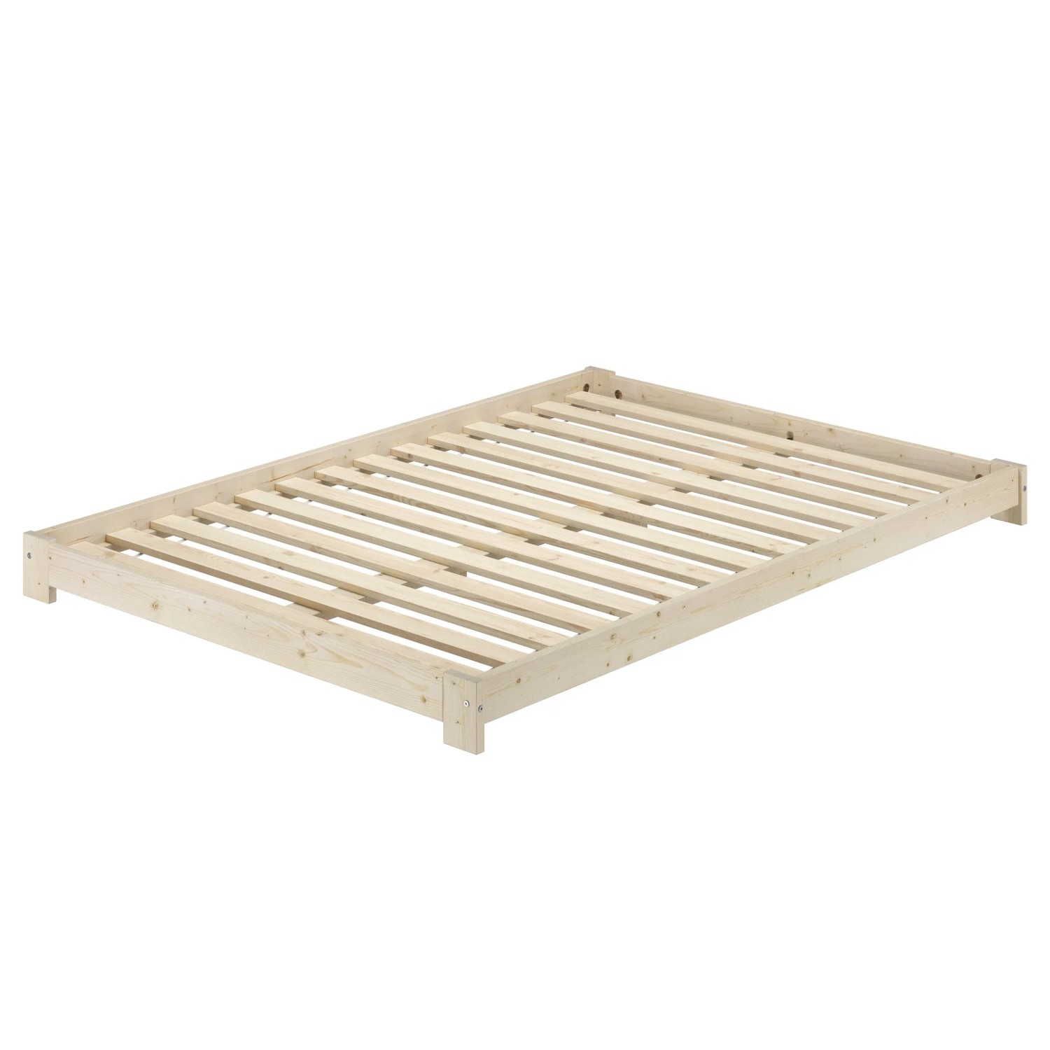 Erst-Holz Ehebett Bodennah Fichte/Tanne Unbehandelt 140 x 200 cm Modell 85 Rollrost inkl.