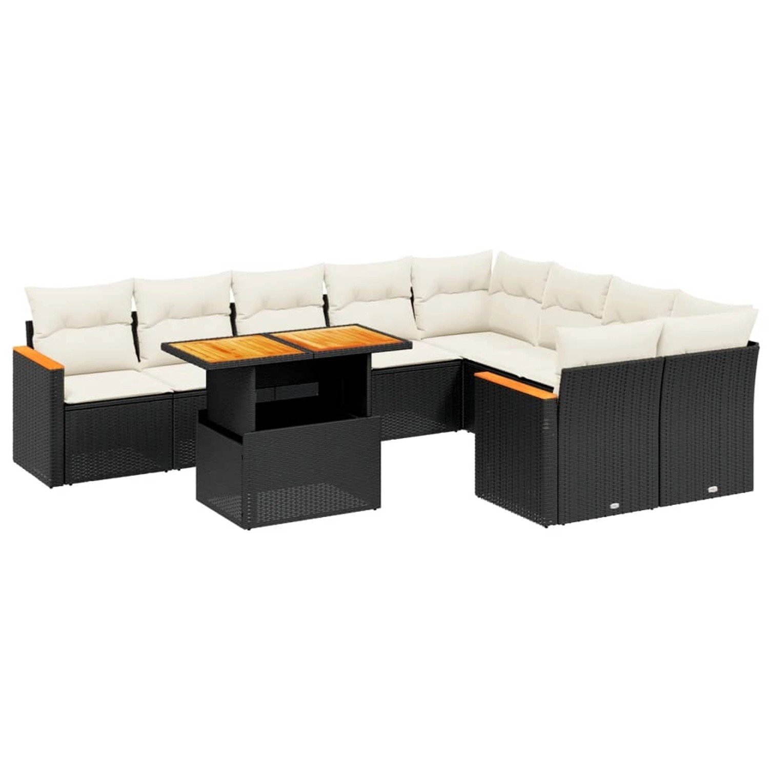 vidaXL 10-Tlg Garten-Sofagarnitur mit Kissen Schwarz Poly Rattan 3273233 günstig online kaufen