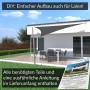 Anthrazitfarbenes Toldoro Sonnensegel Komplettset mit Mast und Montageanleitung.