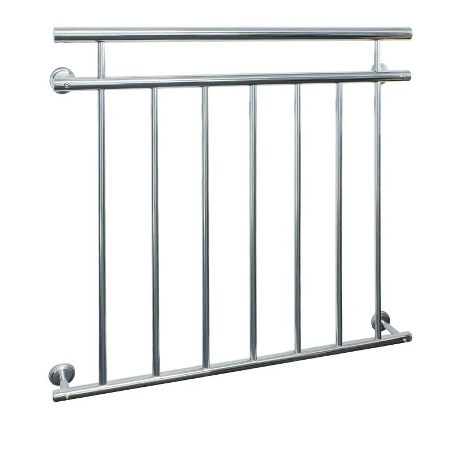 ECD Germany Brüstungsgeländer Französischer Balkon aus Edelstahl Balkongeländer Balkongitter, 100 cm Länge, 90 cm Höhe, Fenstergitter mit 7 Füllstäben Stabgeländer Geländer glänzend