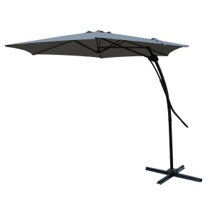 Anthrazitfarbener MOJAWO XXL Ampelschirm 3,50m mit Kreuzfuß für den Garten.
