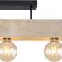 Globo Deckenleuchte Adalaie, 3-flammig, Metall schwarz, Holzbalken naturfarben.