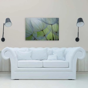 Leinwandbild Pusteblume in Grün und Weiß, 120x80 cm, als Wanddeko für Wohn- und Schlafräume.
