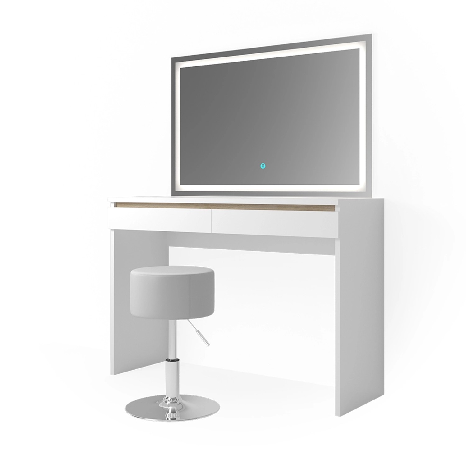 Vicco Schminktisch Emma Weiß 120 cm mit LED-Spiegel und Hocker günstig online kaufen