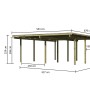 Abbildung des Karibu Doppelcarports Eco mit Maßangaben.