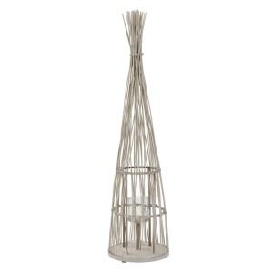 Hohe Bambus Laterne (91cm) im Boho Stil mit Kerzenglas für gemütliche Lichtstimmung.