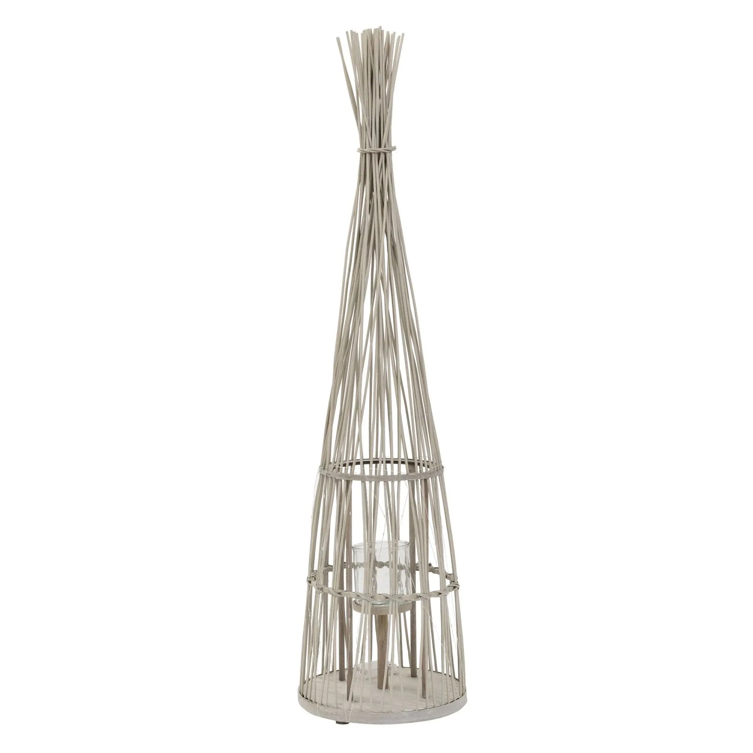 ECD Germany Bambus Laterne H 91 cm Holzfarbe Boho Stil