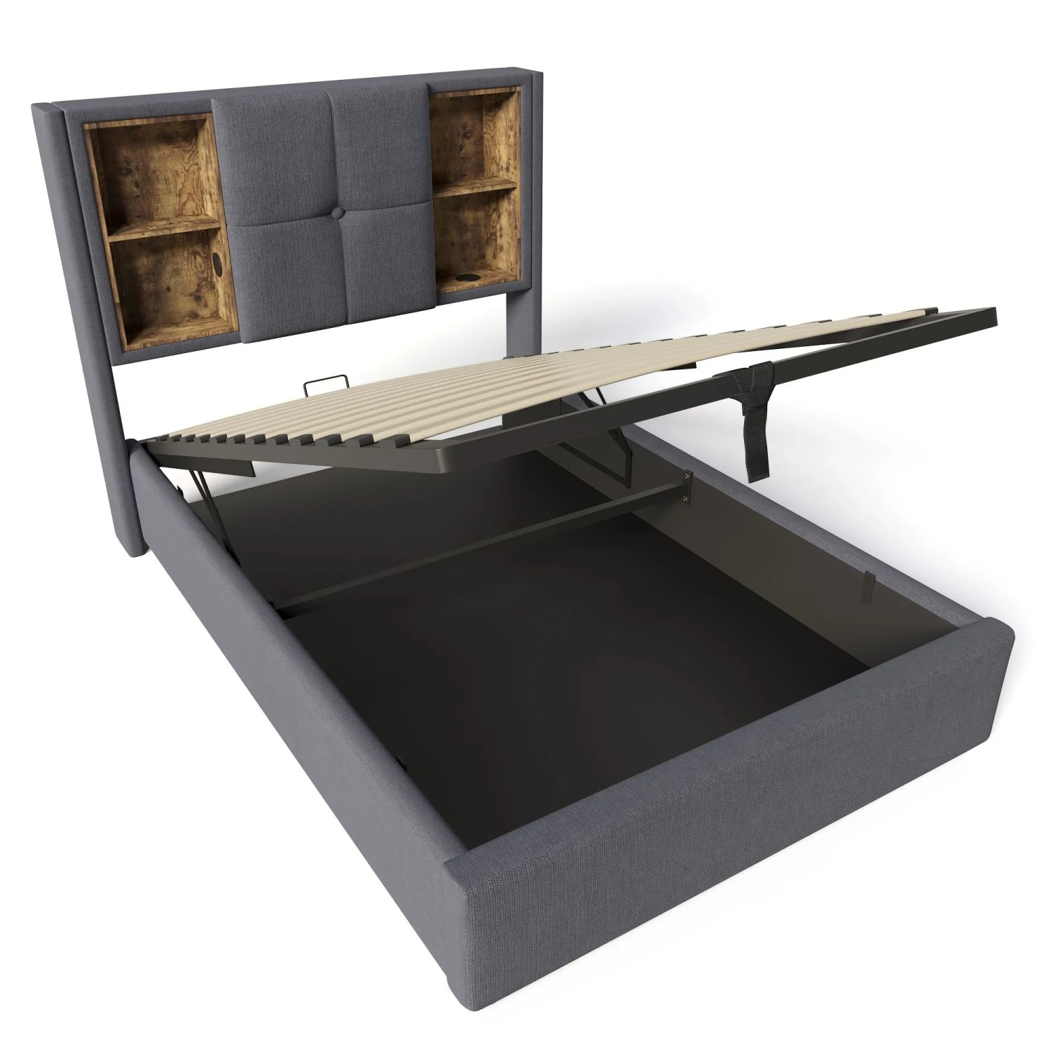 Okwish Polsterbett 90x200cm Mit Usb C Laden Schlafzimmer Grau Leinen Ohne Matratze