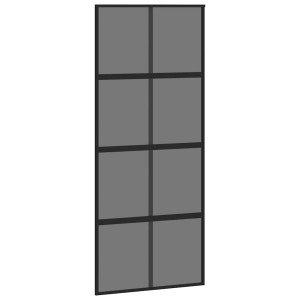 Schwarze vidaXL Schiebetür (90x205 cm) aus Hartglas und Aluminium mit acht Feldern.