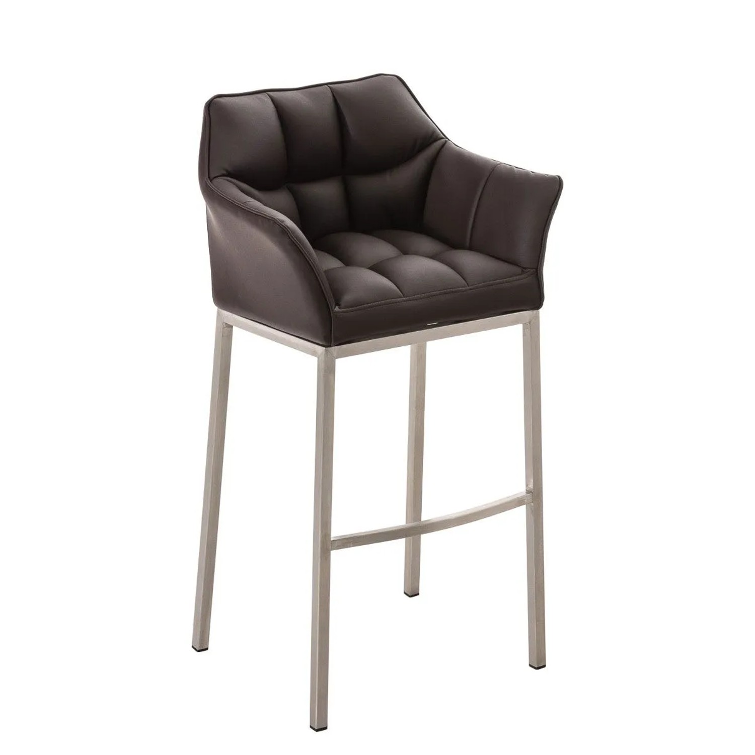 DELUKE Barhocker GIBEL Kunstleder Braun 64x48x110cm Silber Barstuhl Mit Lehne Tresenhocker Tresenstuhl