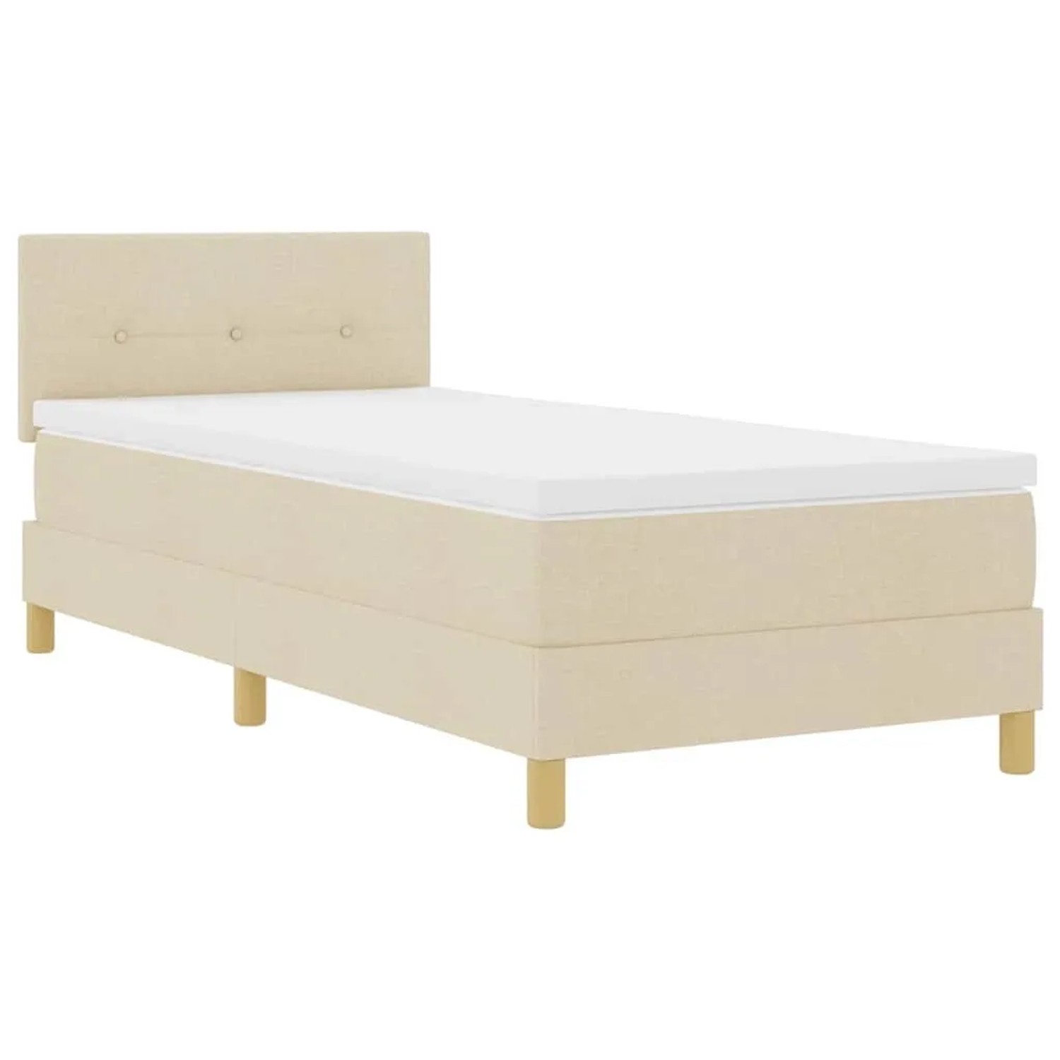 vidaXL Boxspringbett mit Matratze mit Kopfteil Creme 80 x 200 cm Stoff 3338879