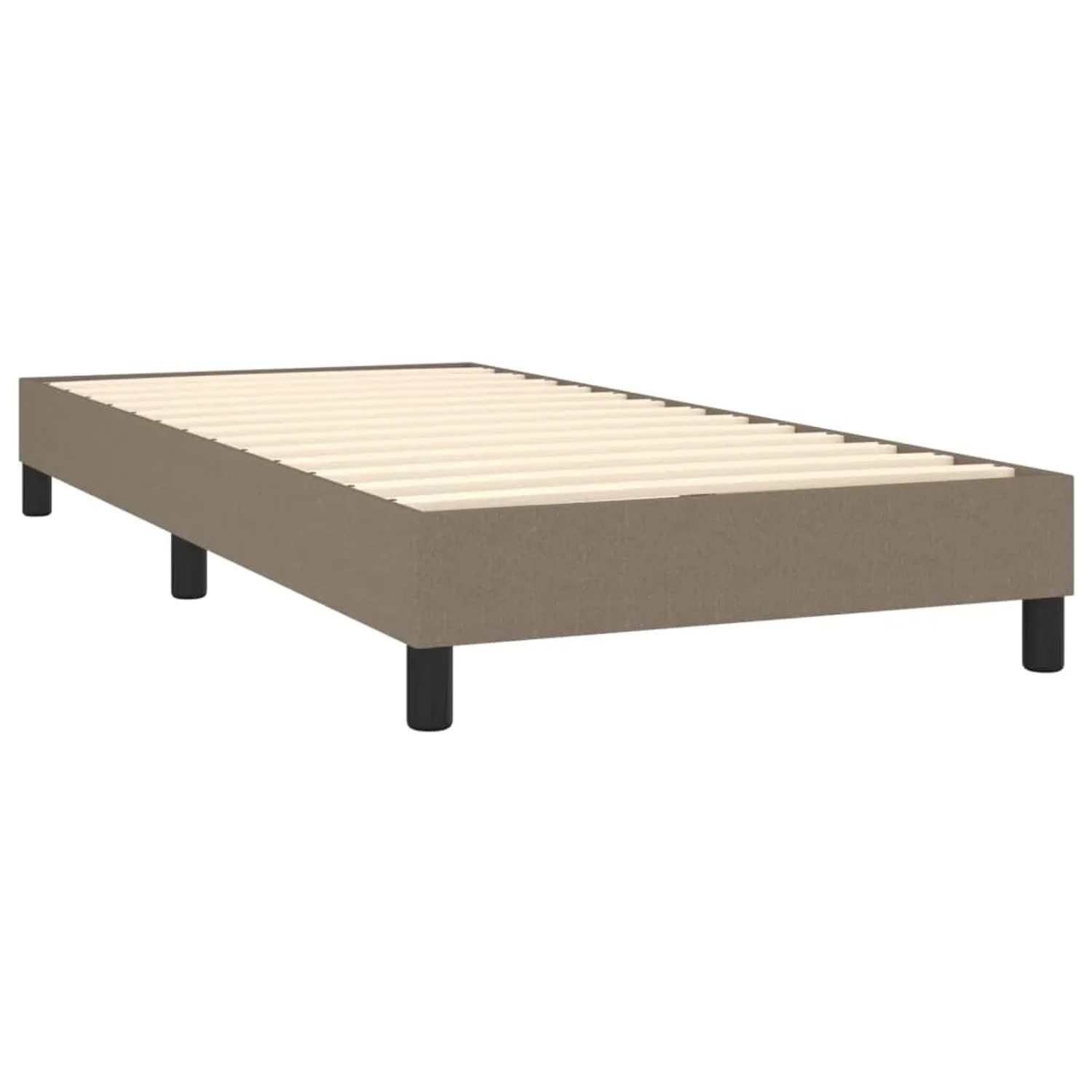Boxspringbett-Rahmen, taupefarbener Stoffbezug, ohne Matratze, 90x190 cm. Bett aus der Kategorie Betten.