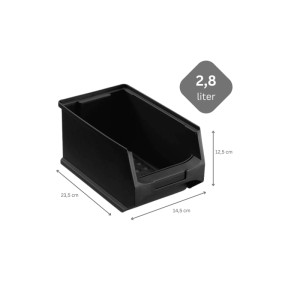 Schwarze, leitfähige Sichtlagerbox 3.0 (2,8 Liter) für PROREGAL Aufbewahrungssysteme.