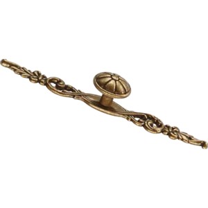 Knopf 1474, Altmessing brüniert, Möbelknopf mit floralem Design.