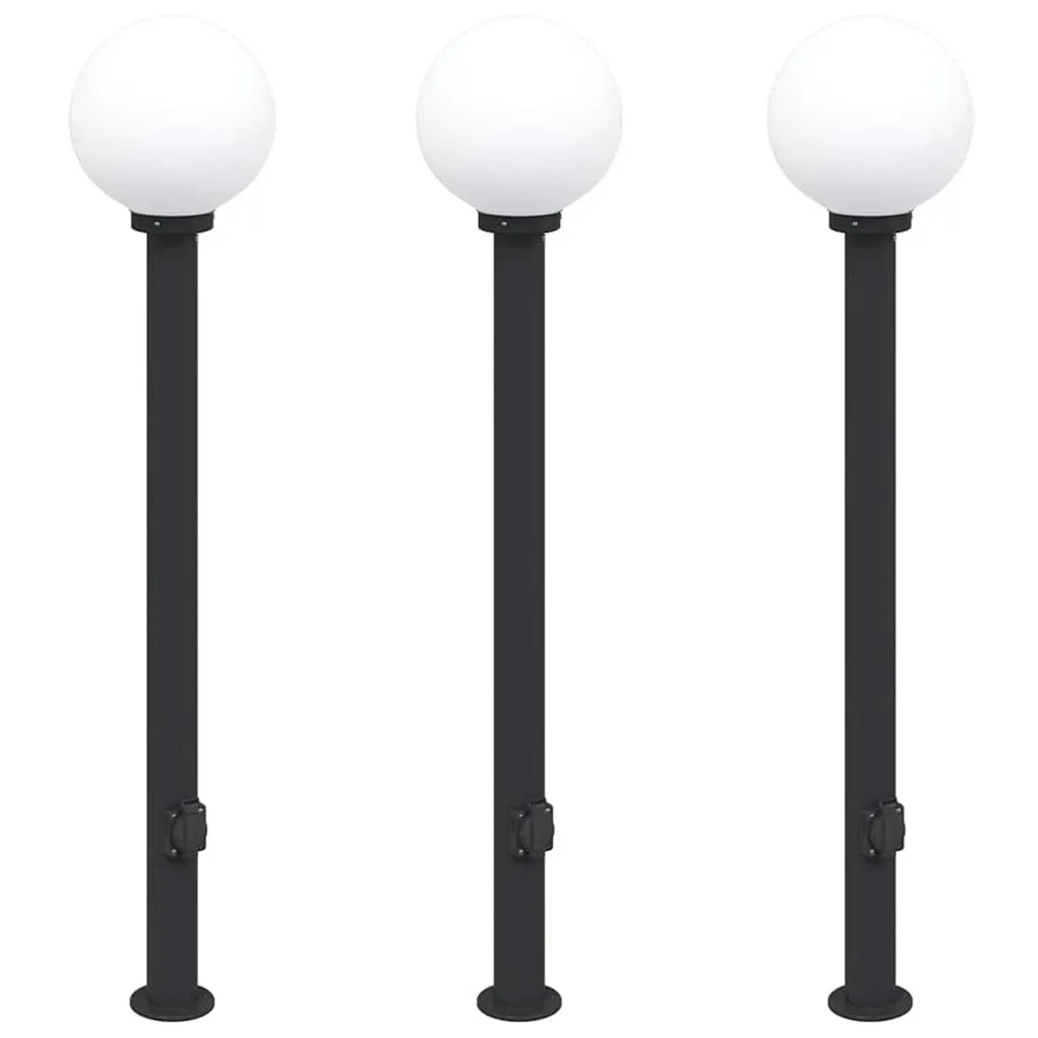 vidaXL Pollerleuchten mit Steckdose 3 Stk 120 cm Schwarz IP44 4006122