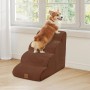 Braune Costway Hundetreppe mit 4 Stufen aus Schaumstoff, mit Hund vor Fenster.