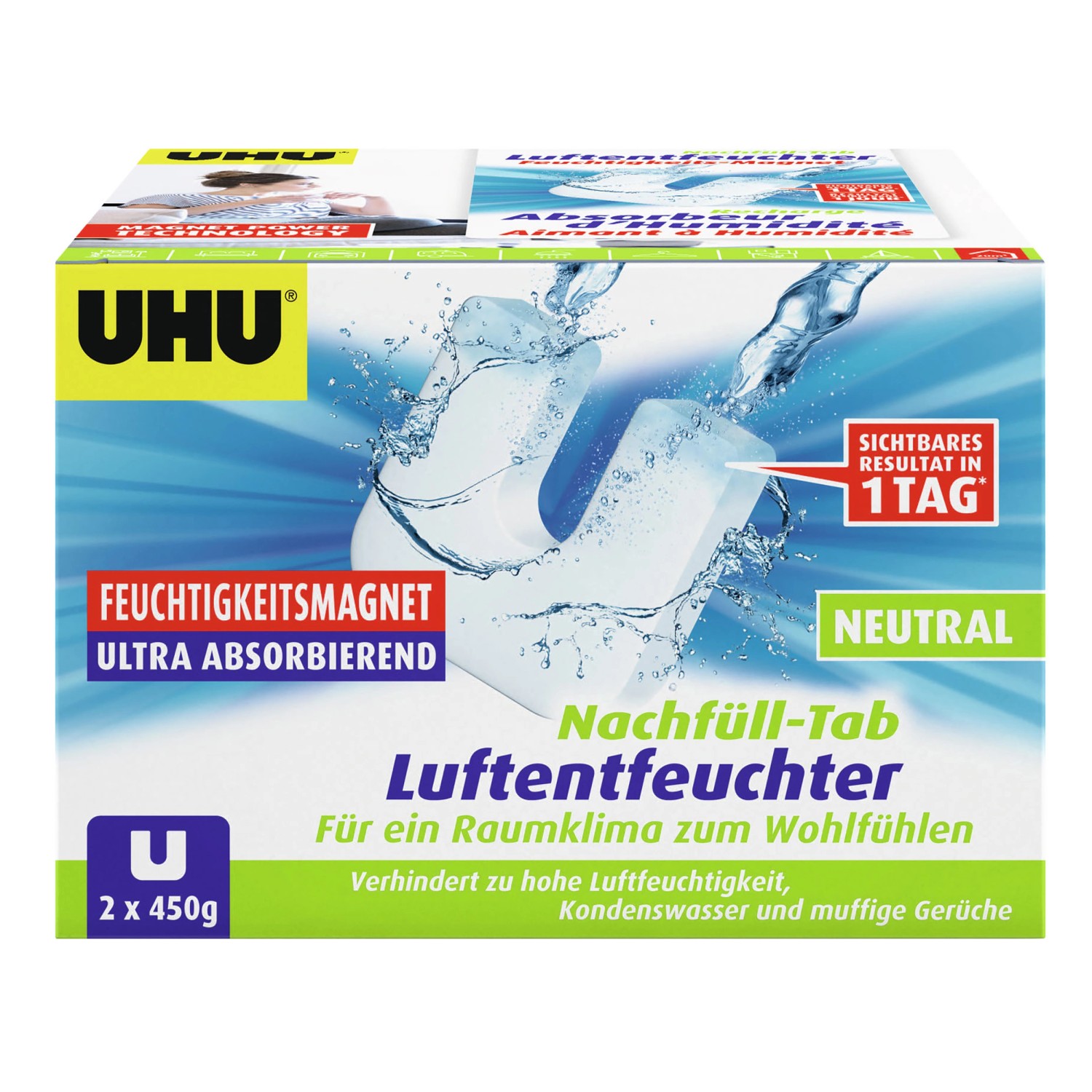 UHU Luftentfeuchter Magnet-Tabs 2x 450 g