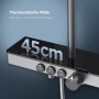 Emke Duschsystem Anthrazit: Thermostat mit Regendusche und Handbrause, Detailaufnahme.