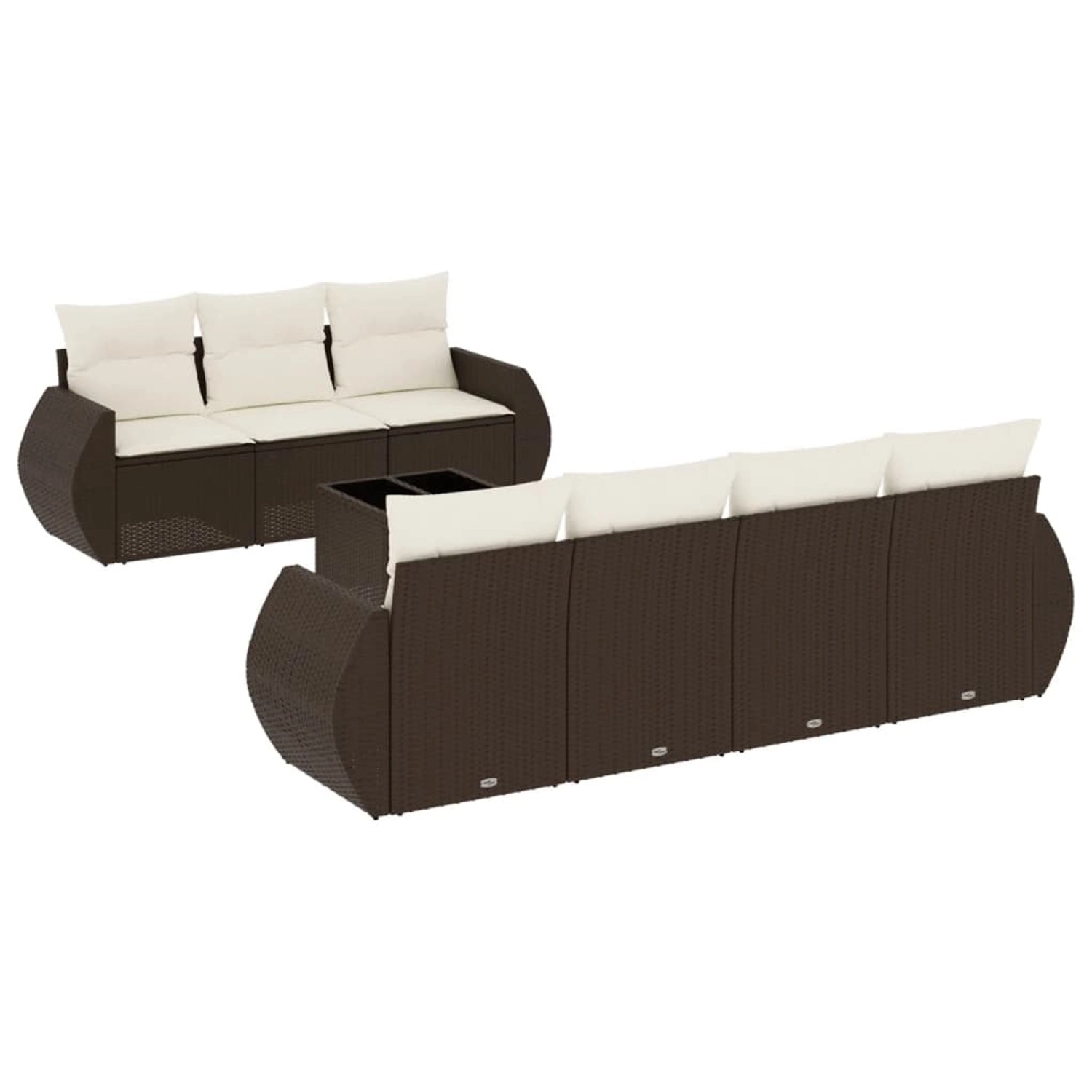 vidaXL 8-Tlg Garten-Sofagarnitur mit Kissen Braun Poly Rattan 3253470 günstig online kaufen