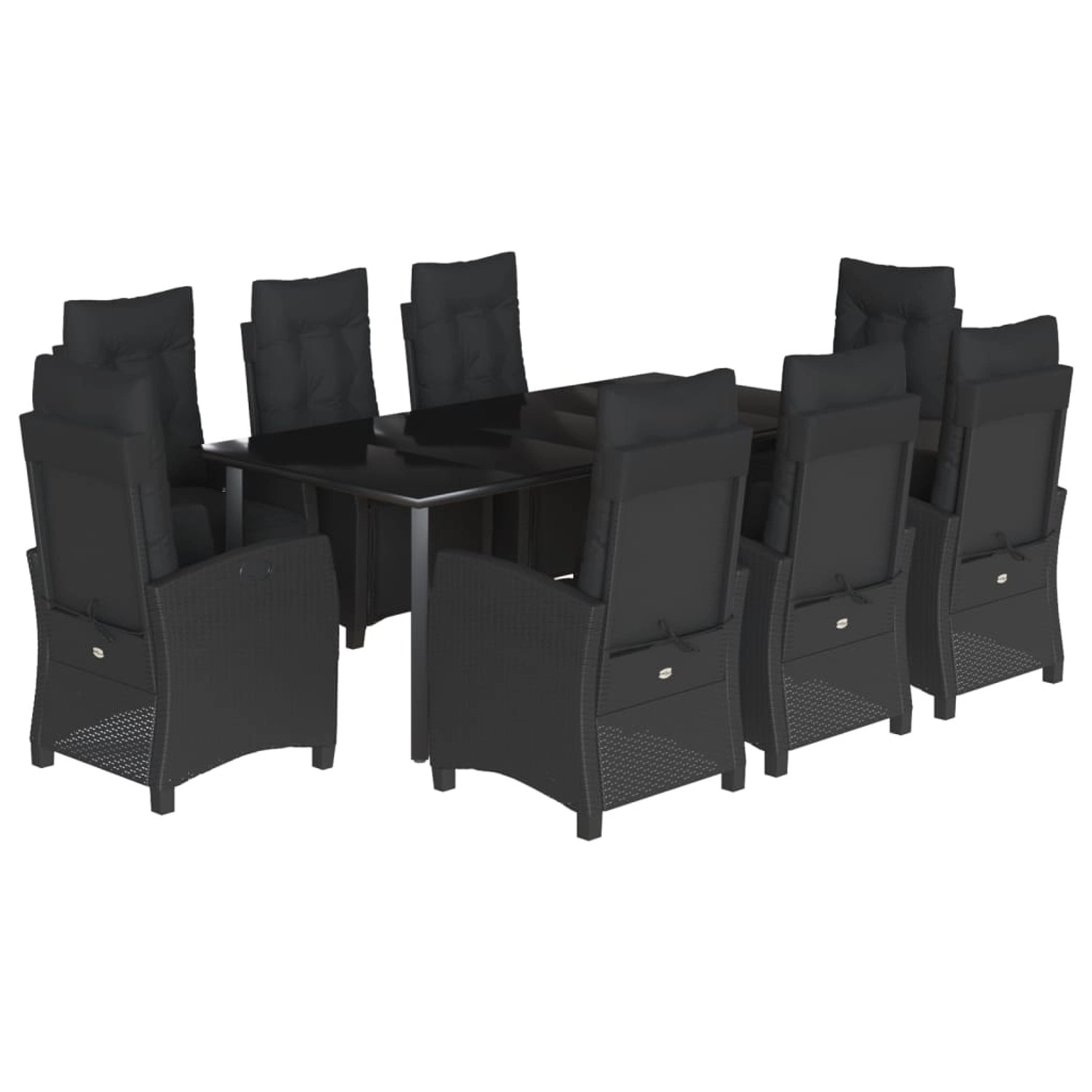 vidaXL 9-Tlg Garten-Essgruppe mit Kissen Schwarz Poly Rattan 3212973 günstig online kaufen