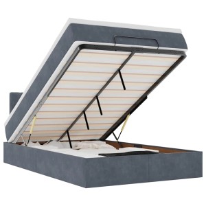 vidaXL Ottomane Bett mit Matratze & LEDs Dunkelgrau 120x190 cm Samt 3312681