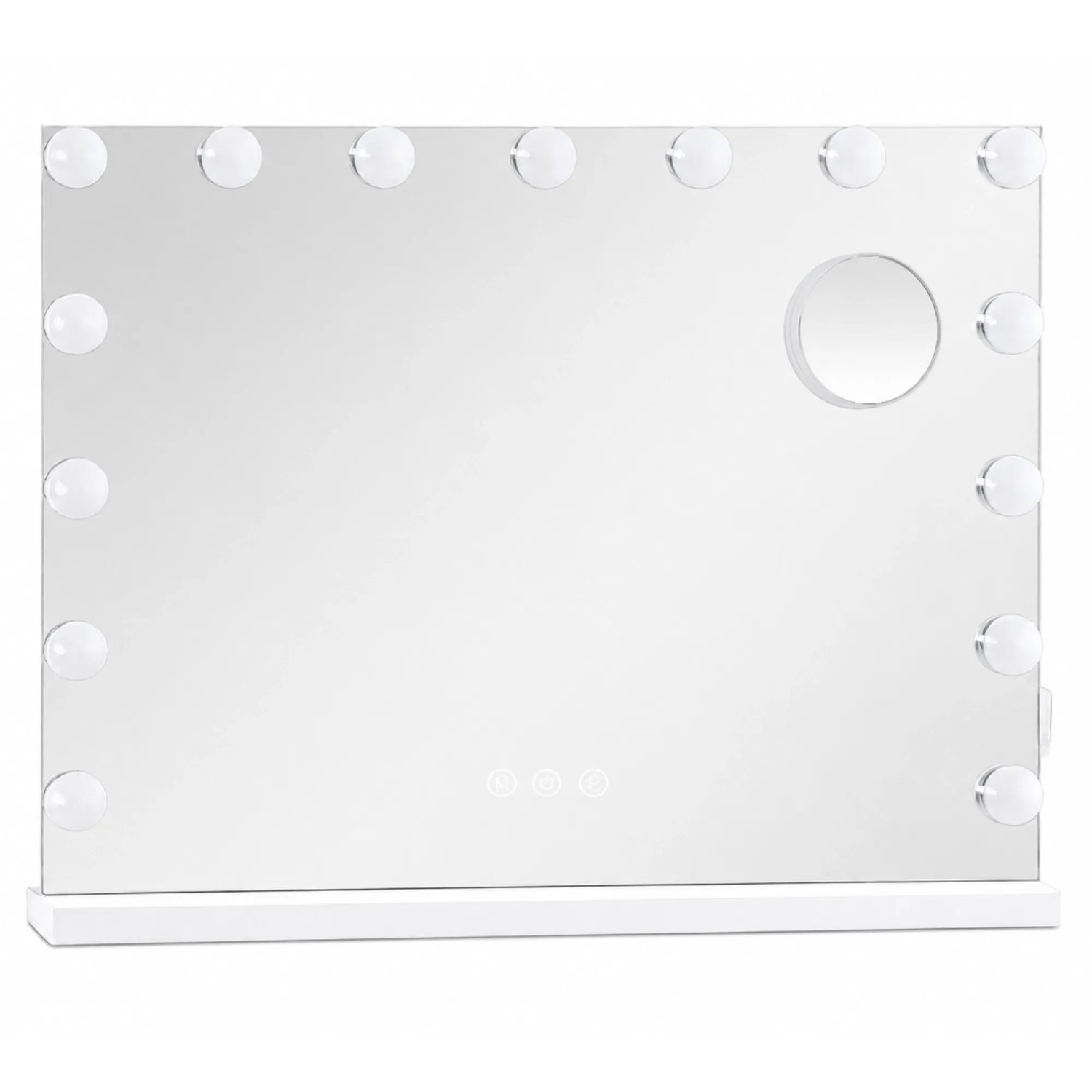 DELUKE Schminkspiegel HELGA mit Licht 58x12x46cm Kunststoff Weiß Hollywood Speigel Kosmetikspiegel Make-Up-Spiegel