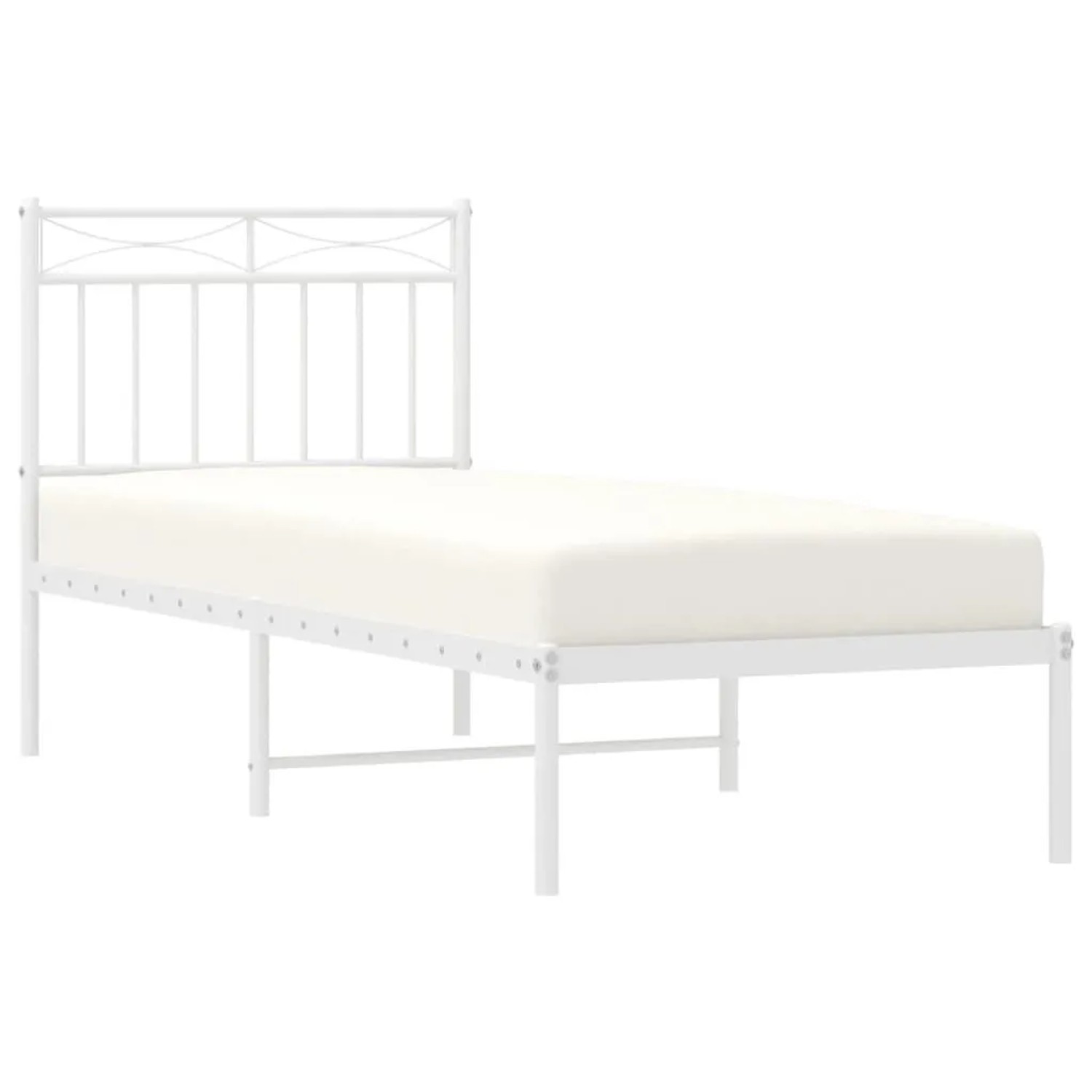 vidaXL Metallbett ohne Matratze mit Kopfteil Weiß 75x190 cm 373730