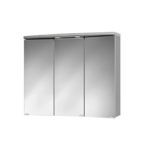 Sieper Spiegelschrank Ancona, 83x69 cm, Alufarben Hochglanz mit drei Spiegeltüren.