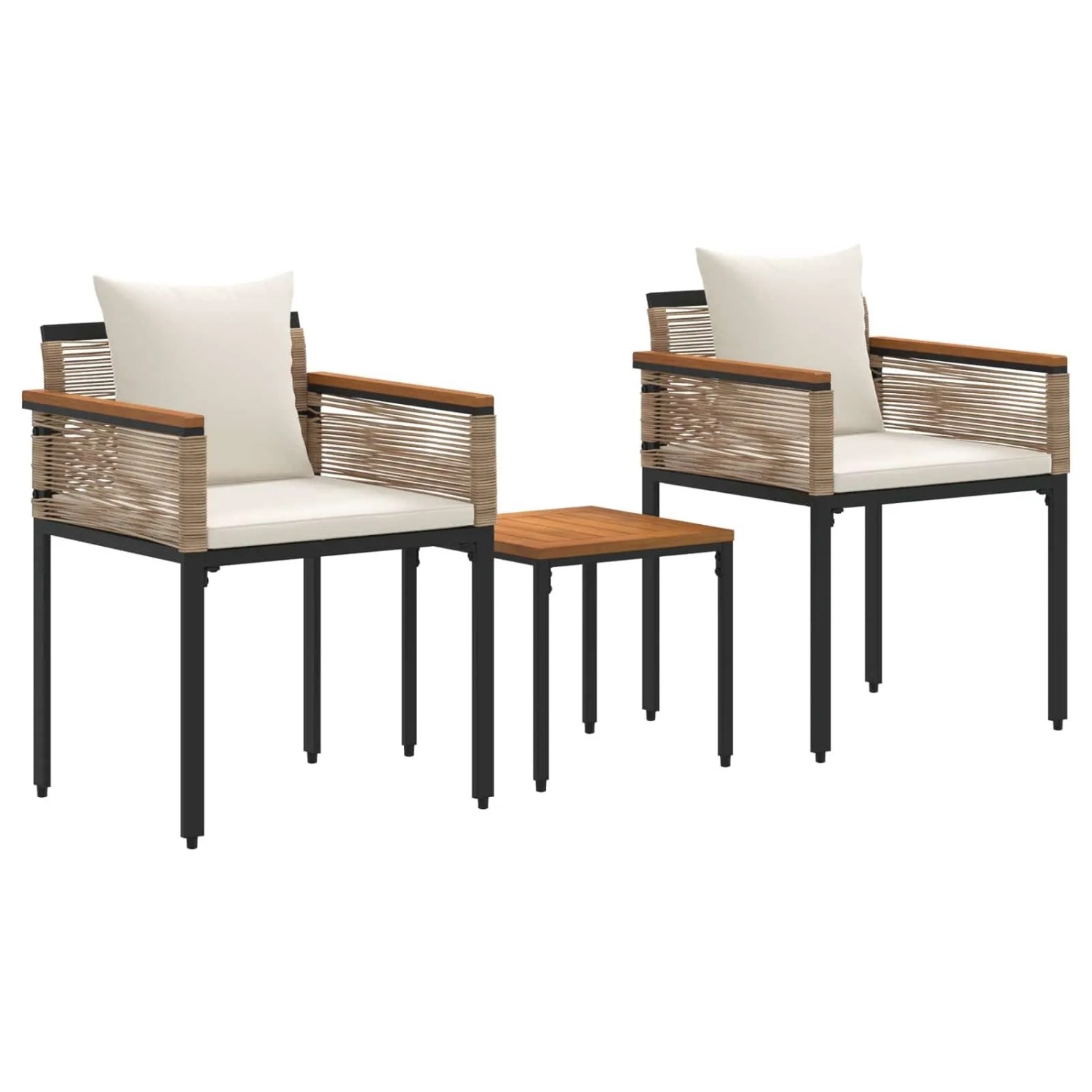 vidaXL Gartenmöbel Set mit Kissen Beige und Cremeweiß PE-Rattan 42025234