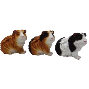 Drei Deko-Meerschweinchen (17 cm) aus Polyresin für die Gartendekoration.