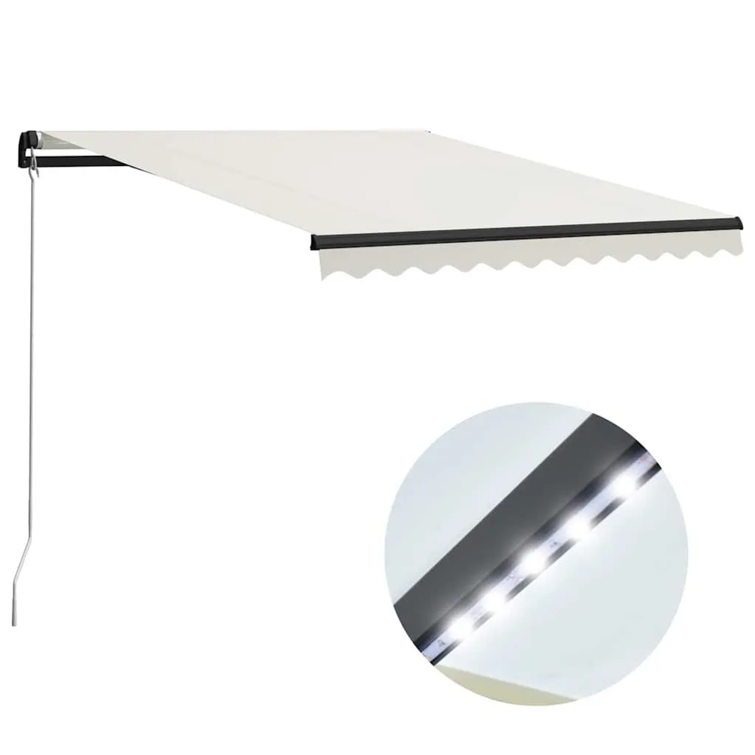 vidaXL Markise Manuell Einziehbar mit LED 300x250 cm Creme 3055221