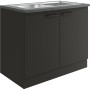 OPTIFIT Madrid420 Spülenunterschrank, 100 cm, Anthrazit matt, mit Spüle und Arbeitsplatte.