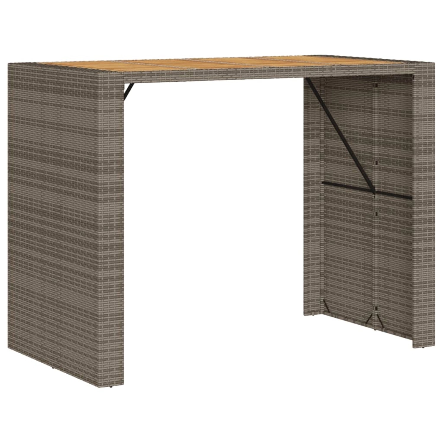 vidaXL Garten-Bartisch mit Holzplatte Grau 145x80x110 cm Polyrattan 368699 günstig online kaufen