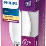 Philips LED-Leuchtmittel E14 Kerzenform, 6,5W, warmweiß, in Produktverpackung.