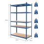 Blaues Werkstattregal (200x100x60 cm) mit 5 MDF-Böden. Schwerlastregal für Werkstatt und Garage.