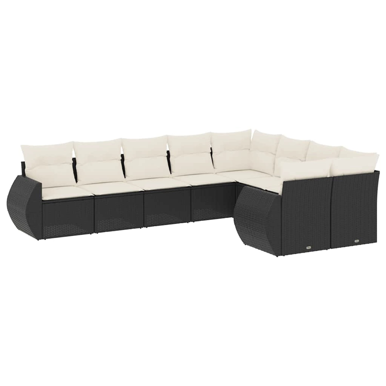 vidaXL 9-Tlg Garten-Sofagarnitur mit Kissen Schwarz Poly Rattan 3254173