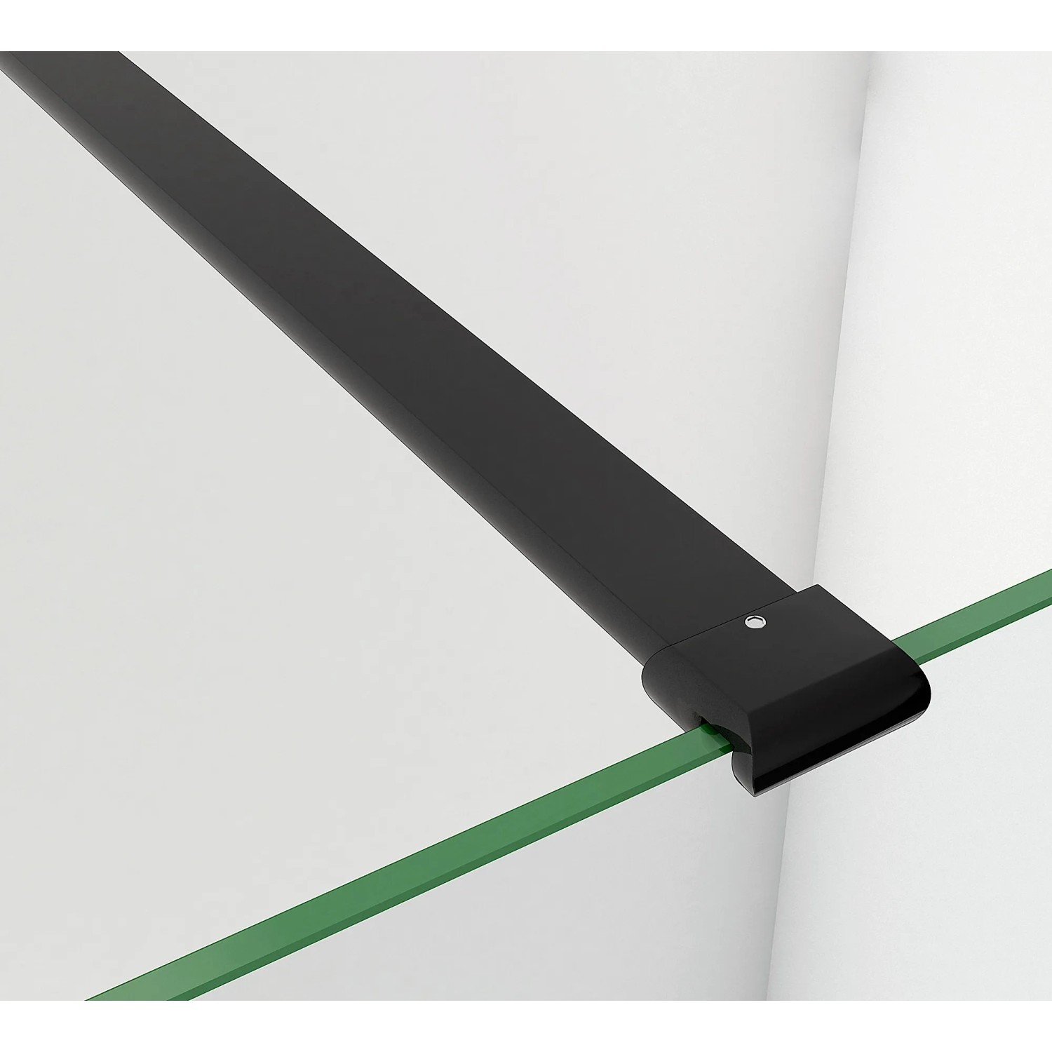 Schwarze Stabilisierungsstange (90cm) für Duschwand aus Glas (6-8mm).
