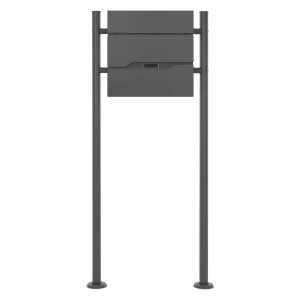 ML-Design Standbriefkasten Anthrazit mit Zeitungsfach und Ständer, 120 cm hoch.