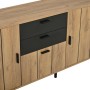 Modernes Sideboard in Holzoptik Schwarz, mit 3 Türen und 2 schwarzen Schubladen. Ideal für Wohnzimmer.