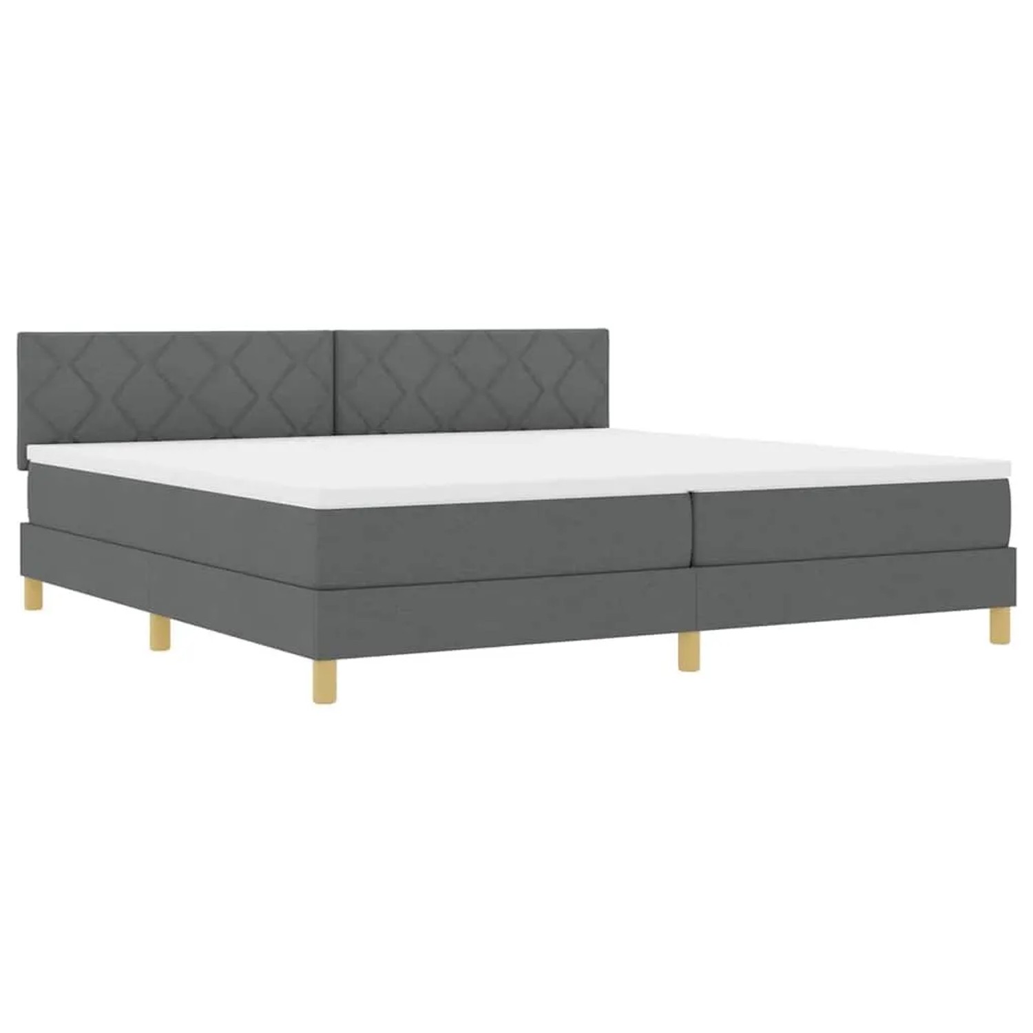 vidaXL LED Boxspringbett mit Matratze Dunkelgrau 200 x 200 cm Stoff 3342542