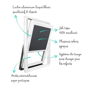 Avosdim Verdunkelungsrollo anthrazitgrau für Velux Fenster SK08 mit weißem Rahmen.