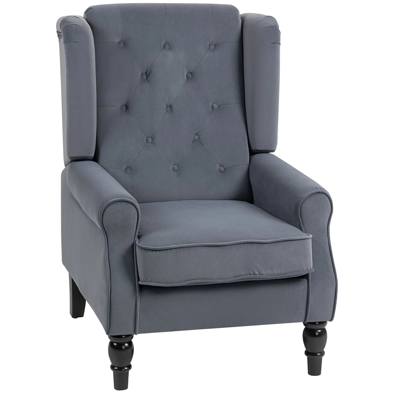 HOMCOM Ohrensessel Polyester 86L x 74B x 102H cm Grau